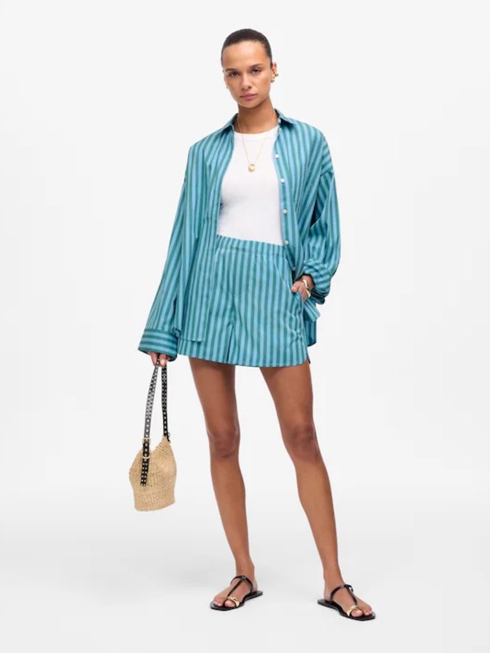Madewell Striped Boxy Button-Up Shirt with Matching Shorts - Picture 11 of 16